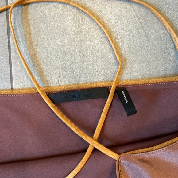 Helmut Lang Asymmetrical Brown Satin Sleeveless Blouse - Picture 11 of 12